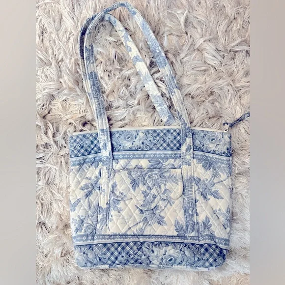 Vera Bradley Blue and White Floral Quilted Tote - Picture 1 of 7